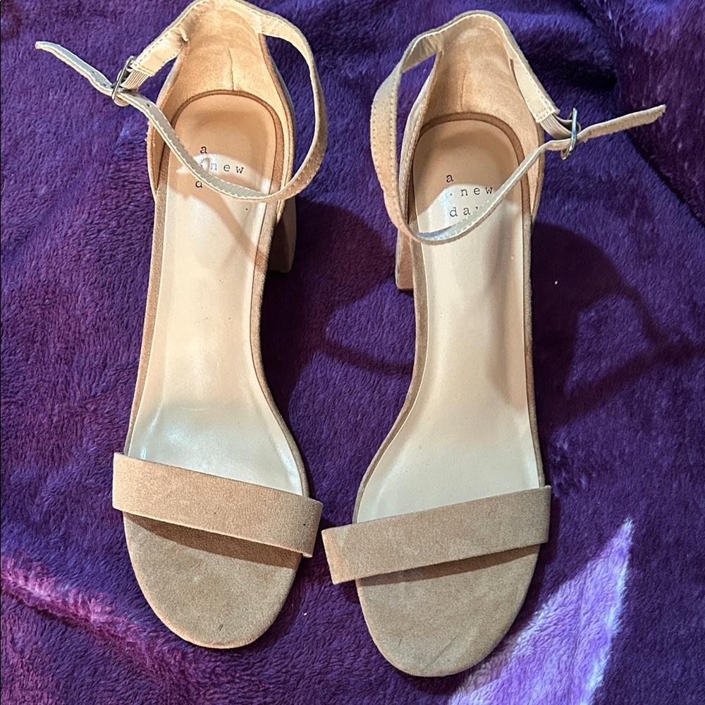 A New Day Women's Beige Heeled Sandals